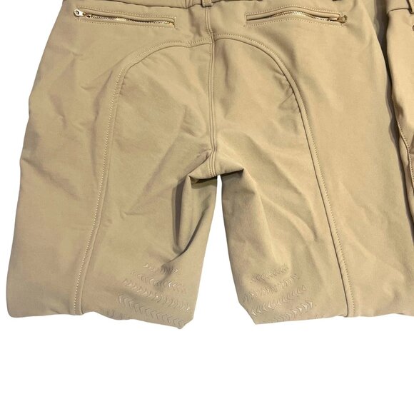 EQUO 2 PAIR Riding Breeches Mid-Rise Stretch Grip Fabric Maroon Trim Size 12 - Picture 5 of 10